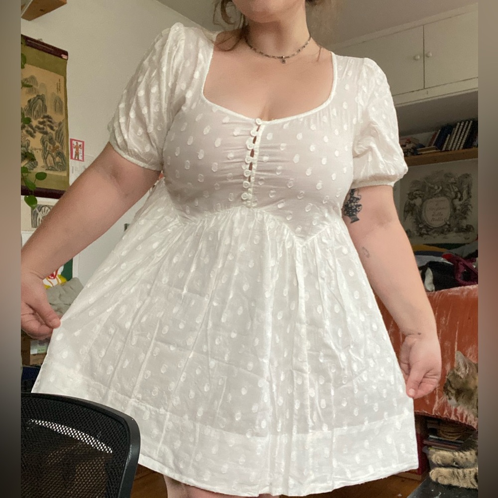 White polka dot dress